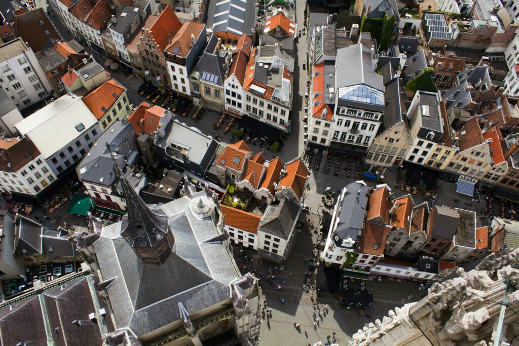 What to see in Antwerp: our best tips for 2 days. In this picture you can see Antwerp from the sky.