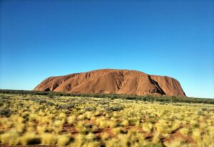 View of the Uluru from the bus.